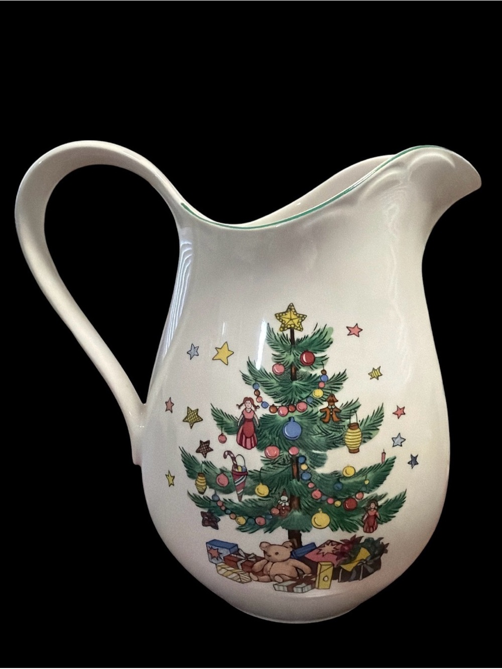 Vintage Nikko Happy Holidays Christmas Tree Pitcher Japan Excellent Condition